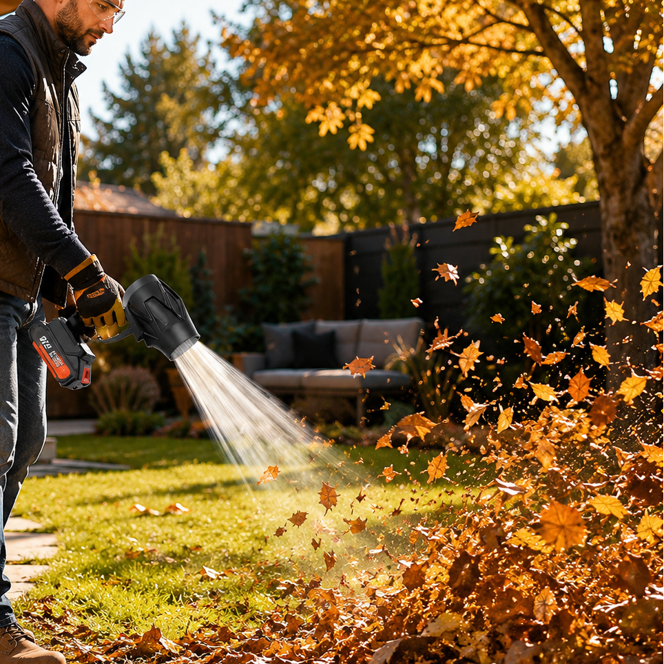 Souffleur d'Air Sans Fil 21V Haute Puissance – Jardin, Voiture & Terrasse