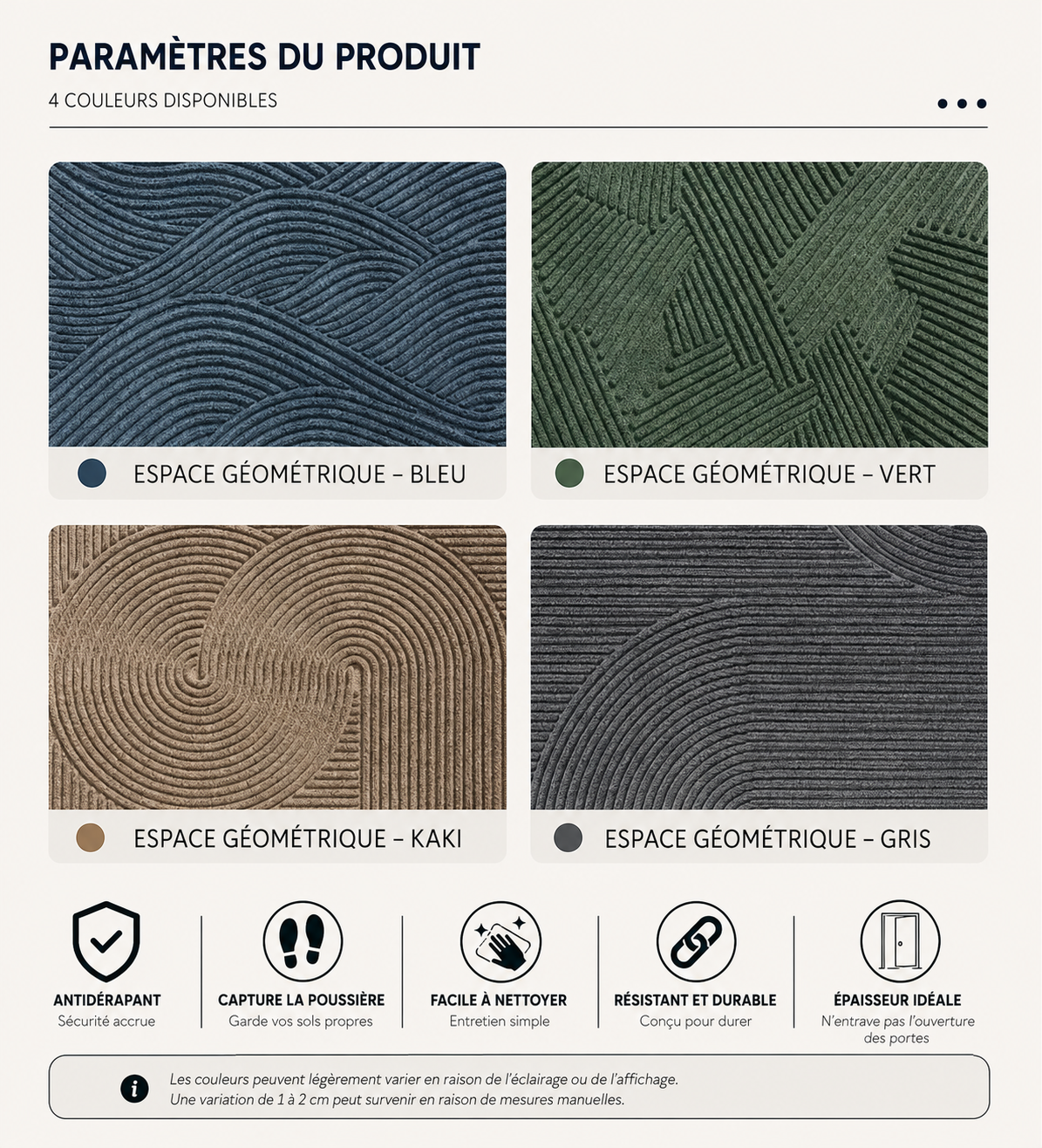Paillasson Antidérapant Design Nordique – Tapis d'Entrée Anti-Saletés et Anti-Sable