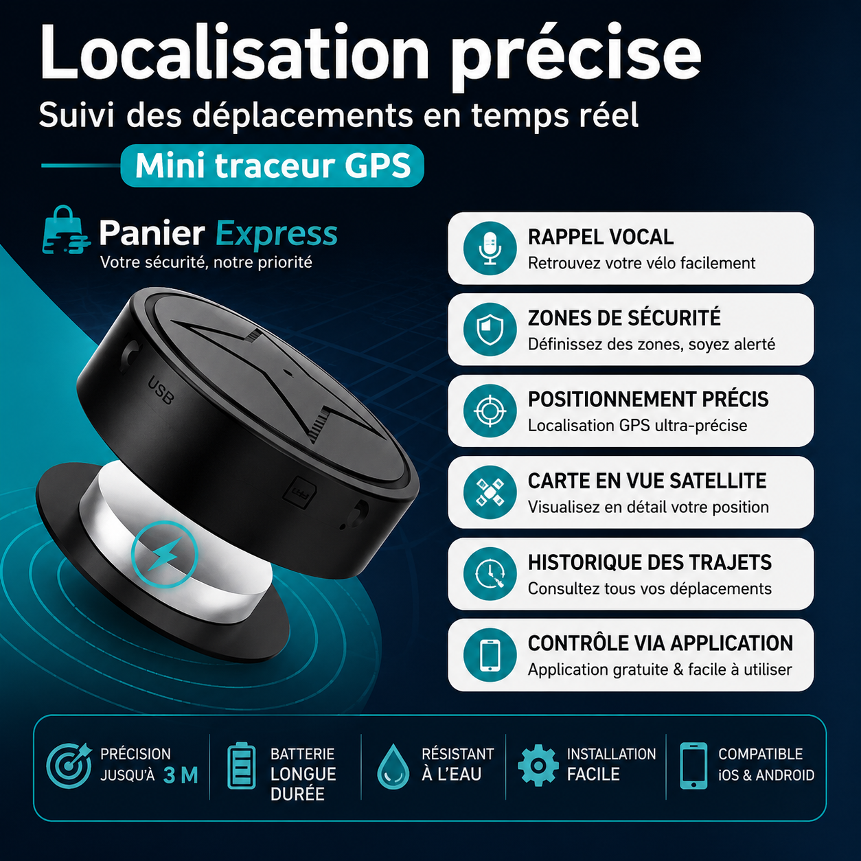 Traceur GPS Vélo Discret Sans Abonnement