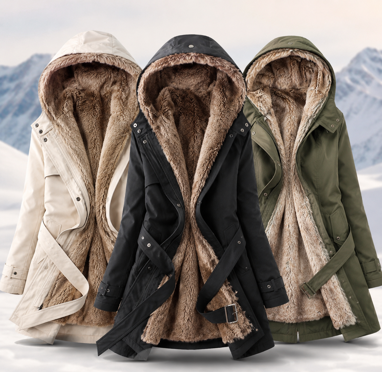 Manteau d’Hiver Doublé Fourrure Ultra Chaud